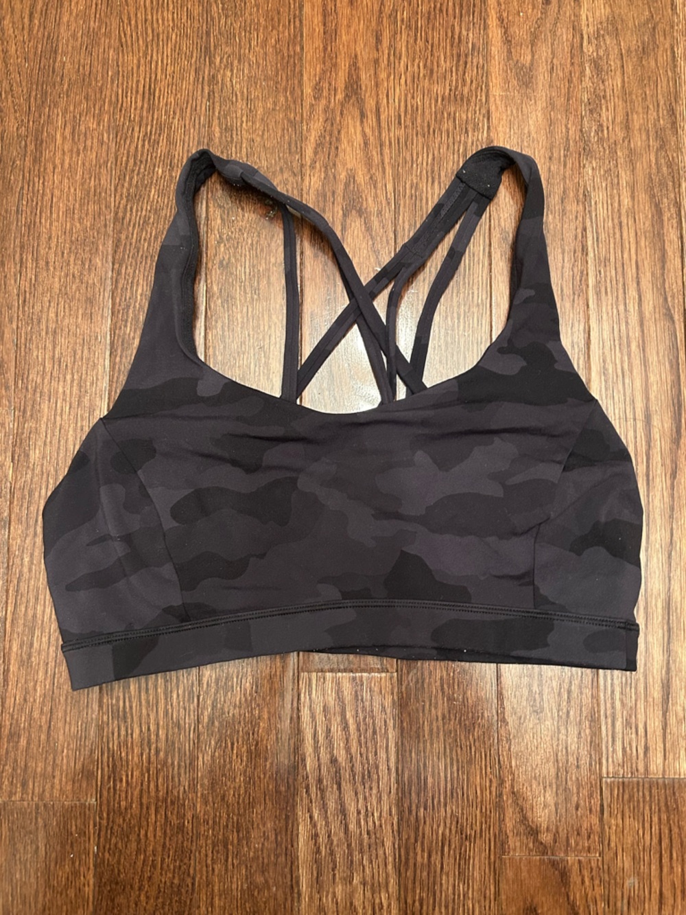 lululemon athletica Black Camo Strappy Sports Bra